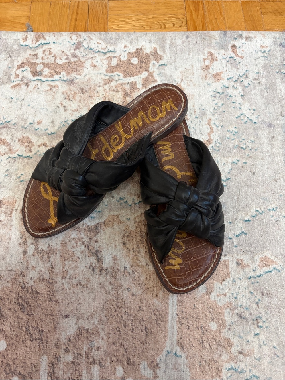 Sam Edelman Black Knotted Slide Sandals